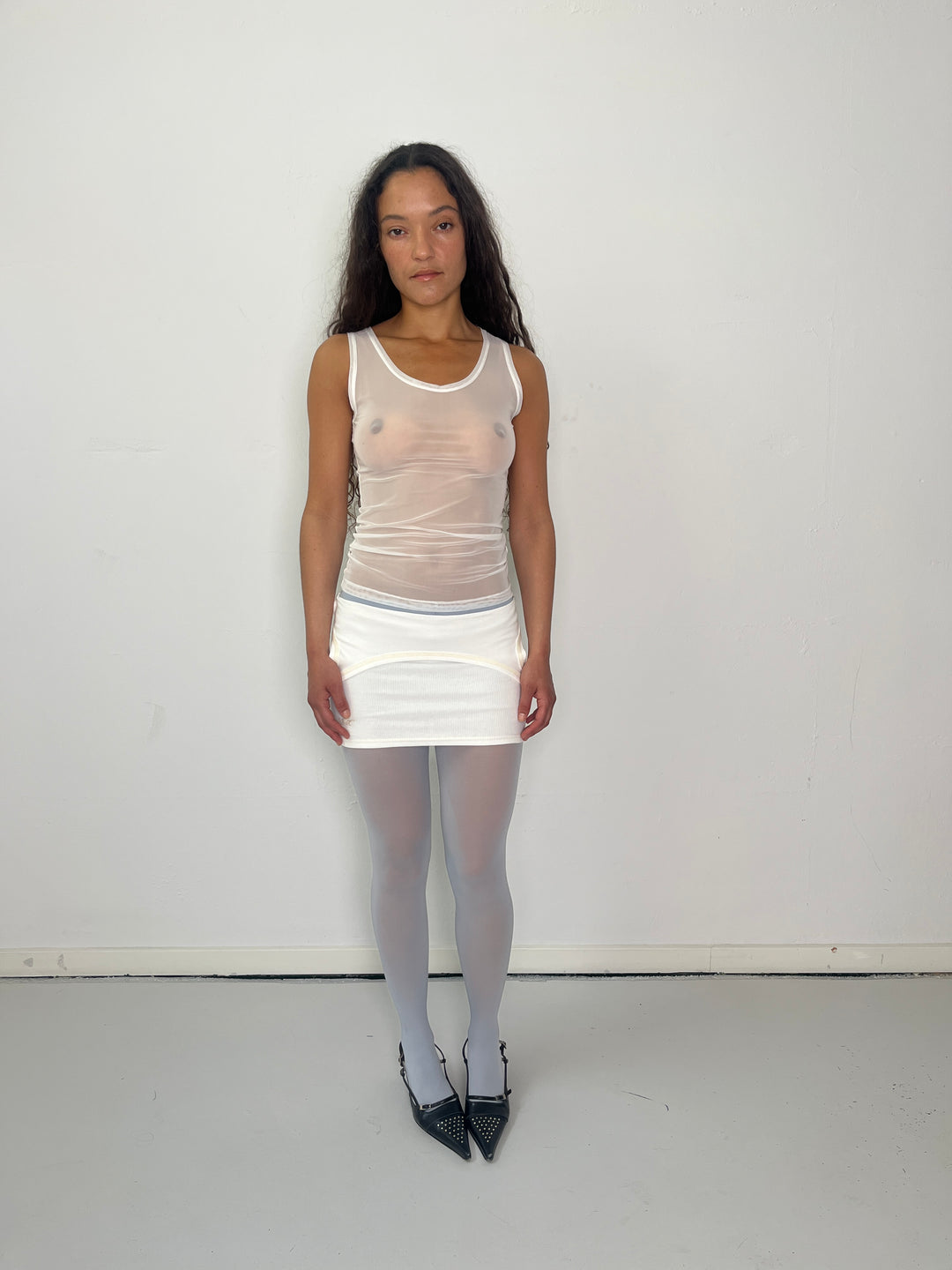 Lua Tank Top White Mesh