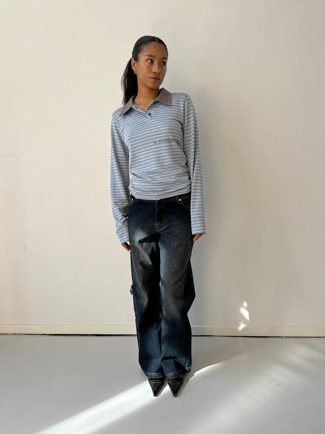 Energy Polo Blouse Light Blue/Grey
