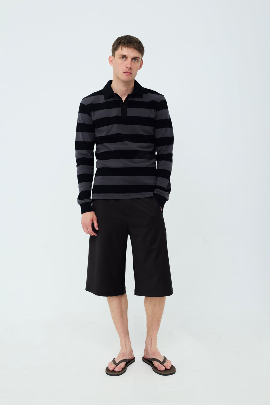 Louis Polo Long Sleeve Grey/Black