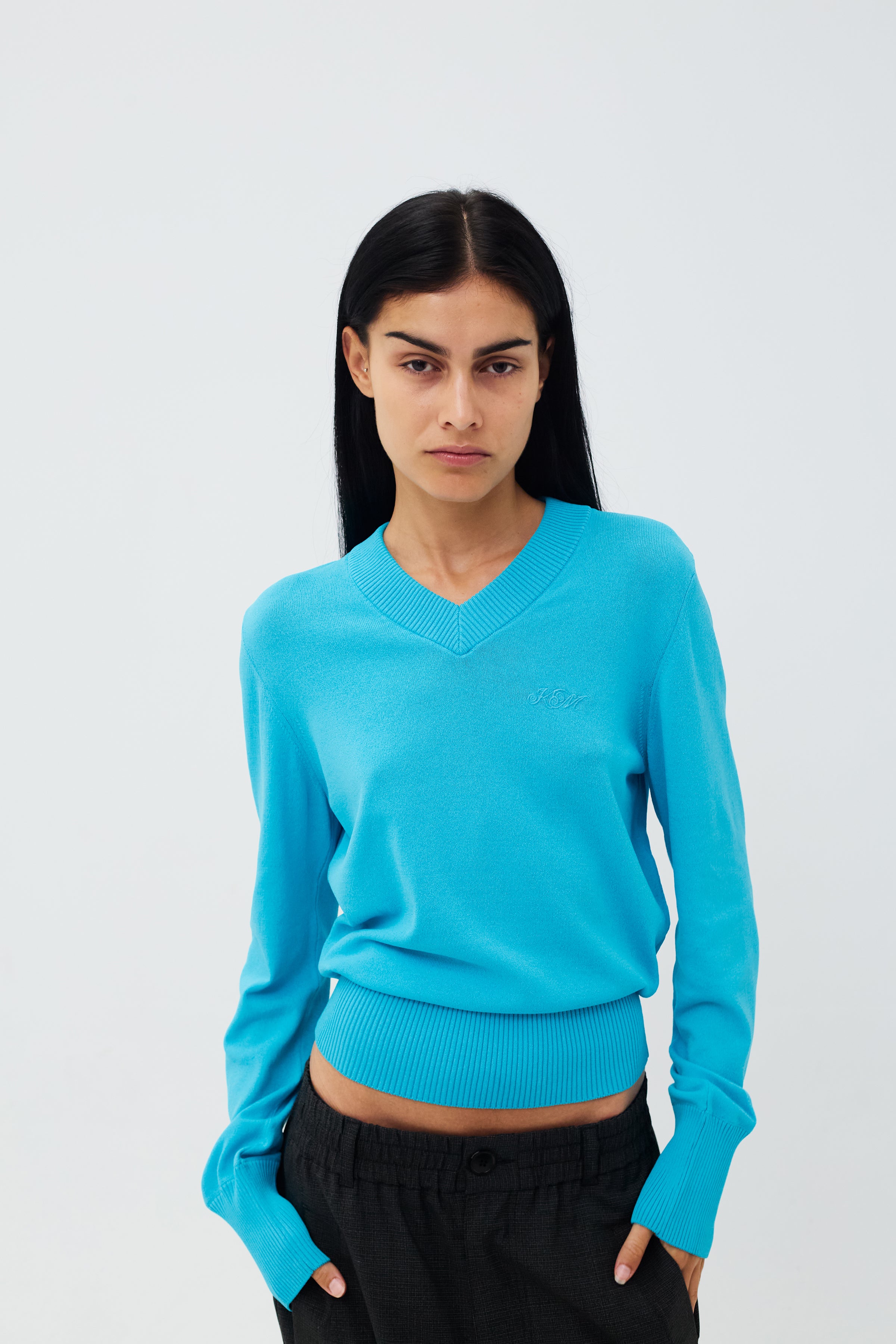 Deborah V-Neck Turquoise – Kernemilk