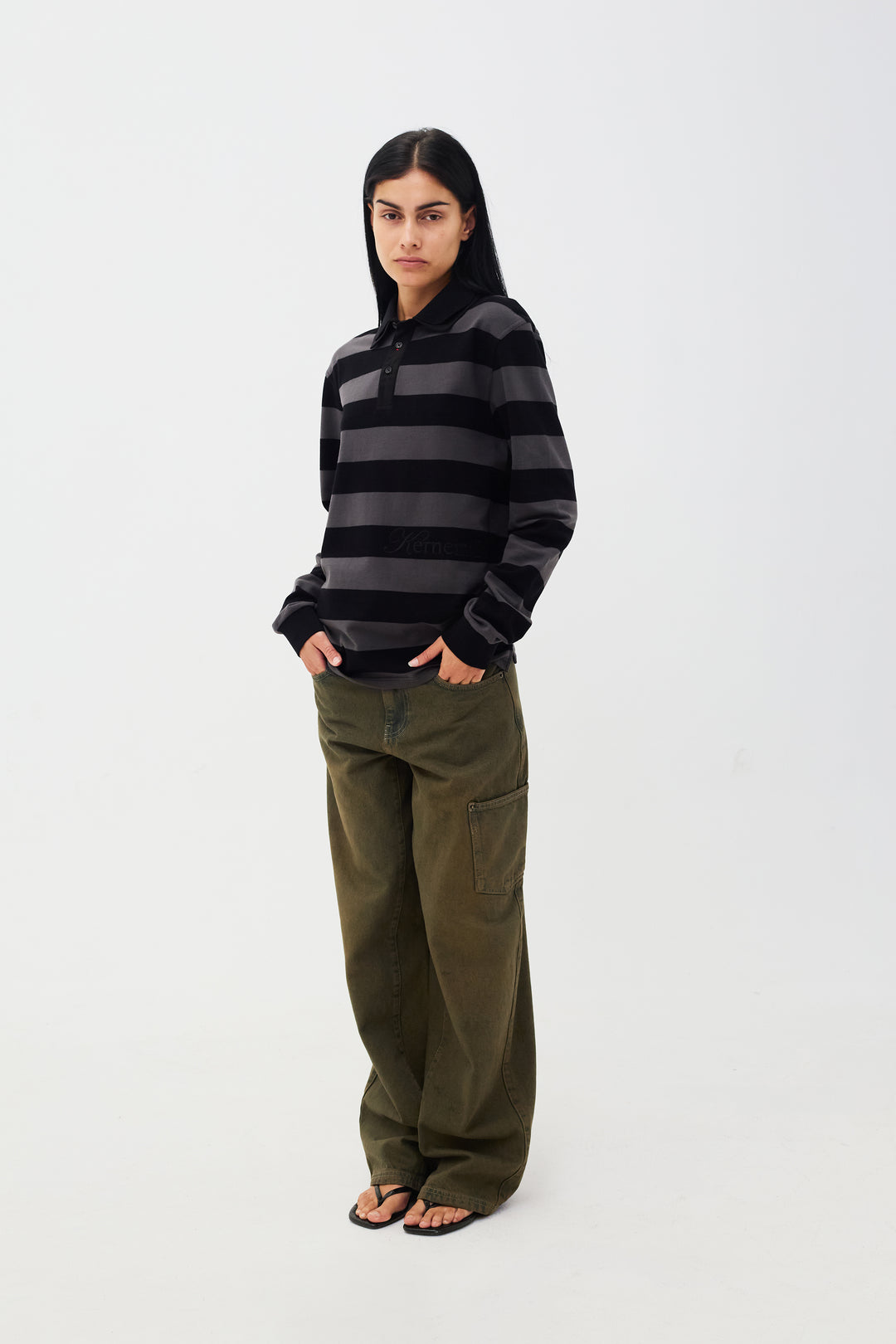 Louis Polo Long Sleeve Grey/Black