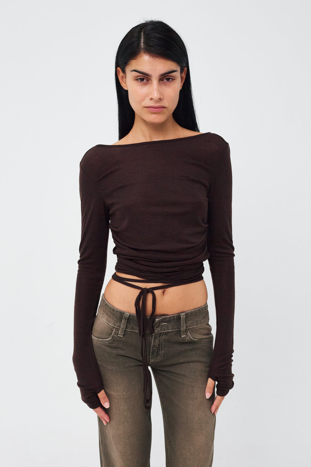 Luna Wrap Blouse Brown