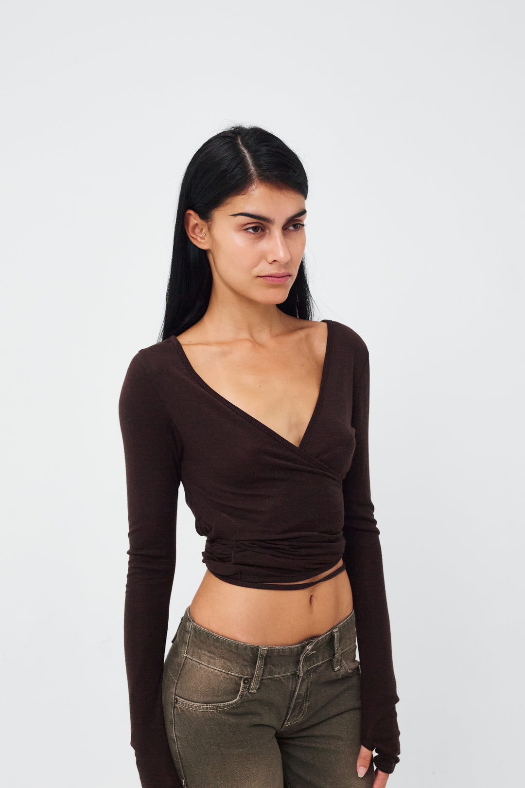 Luna Wrap Blouse Brown