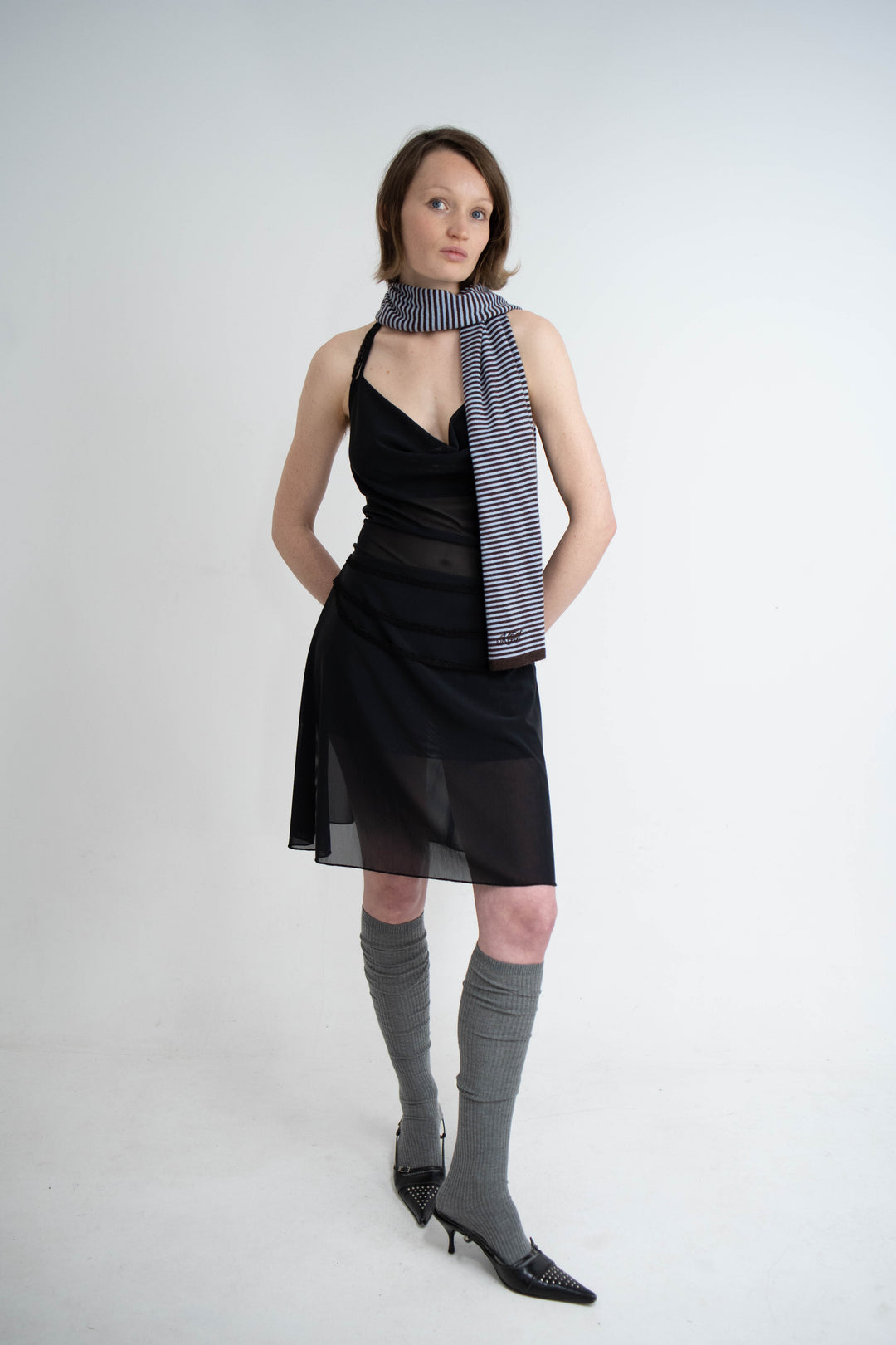 Lola Scarf Light Blue/Dark Brown